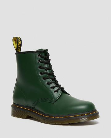 Men's Dr Martens 1460 Smooth Leather Lace Up Boots Green | AU 533MQZ